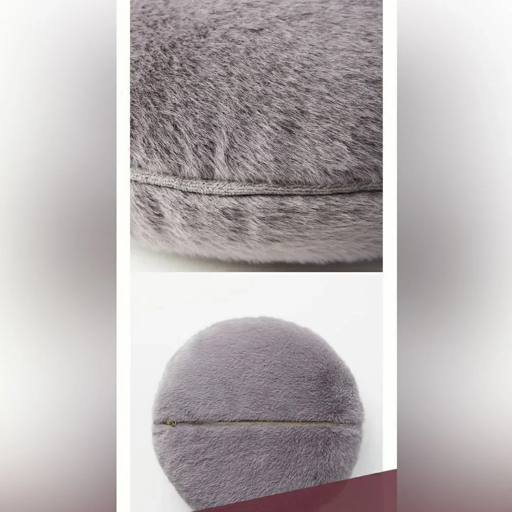 Anthropologie Midge Faux Fur Round Pillow